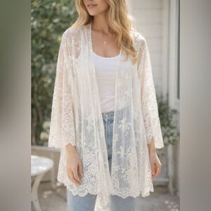Elegant Sheer Lace Kimono Cardigan